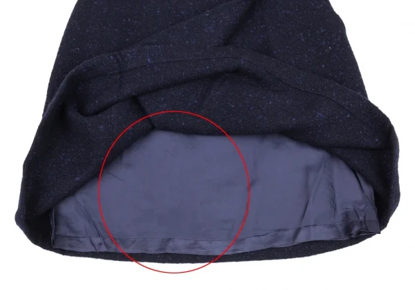 コムデギャルソン フランスCOMME des GARCONS FRANCE ネップツイードラップデザインスカート 紺S K-88371_007
