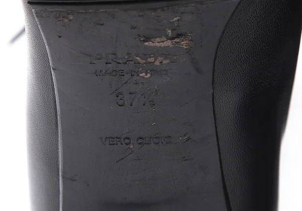 プラダPRADA ナッパレザーバックジップポインテッドトゥブーツ 黒37 1