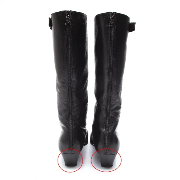プラダPRADA ナッパレザーバックジップポインテッドトゥブーツ 黒37 1/2(24位) K-88390_004