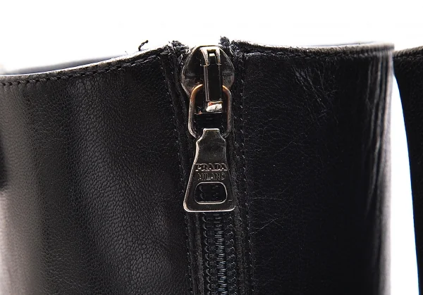 プラダPRADA ナッパレザーバックジップポインテッドトゥブーツ 黒37 1/2(24位) K-88390_007