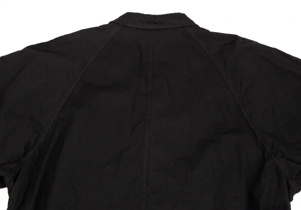 ヨウジヤマモト プールオムYohji Yamamoto POUR HOMME 製品染めコットンサイドシャーリングラグランジャケット 黒3 K-88417_012