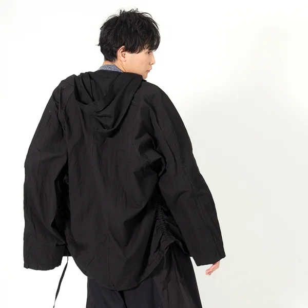 ヨウジヤマモト プールオムYohji Yamamoto POUR HOMME 製品染めコットンサイドシャーリングラグランジャケット 黒3 K-88417_014