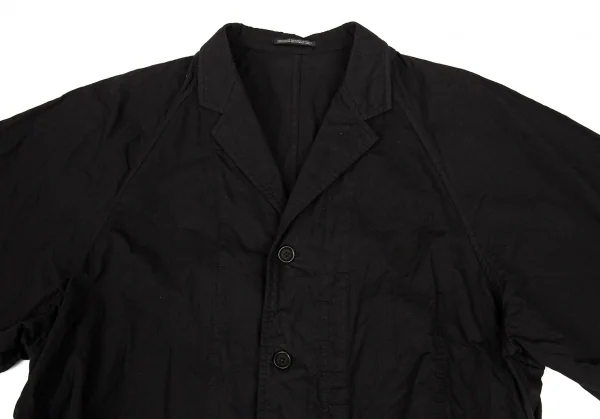 ヨウジヤマモト プールオムYohji Yamamoto POUR HOMME 製品染めコットンサイドシャーリングラグランジャケット 黒3 K-88417_002