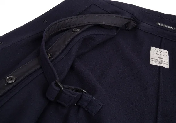 ヨウジヤマモト プールオムYohji Yamamoto POUR HOMME ウールモッサマントコート 紺3 K-88419_013