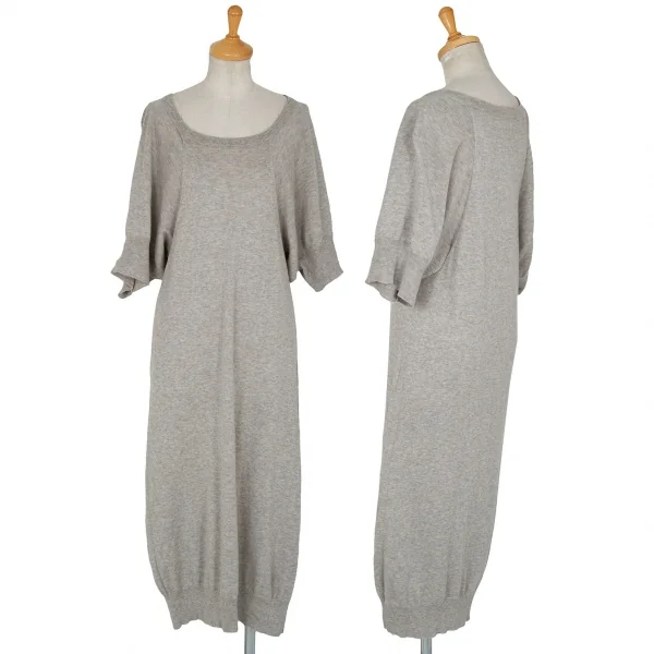 ヨウジヤマモト ファムYohji Yamamoto FEMME カシミヤ混コットンパフスリーブワンピース グレー2 K-88447_001