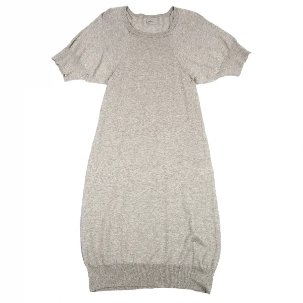 ヨウジヤマモト ファムYohji Yamamoto FEMME カシミヤ混コットンパフスリーブワンピース グレー2 K-88447_002