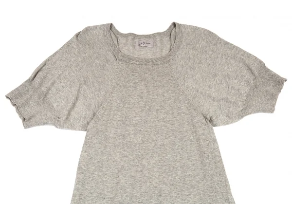 ヨウジヤマモト ファムYohji Yamamoto FEMME カシミヤ混コットンパフスリーブワンピース グレー2 K-88447_003