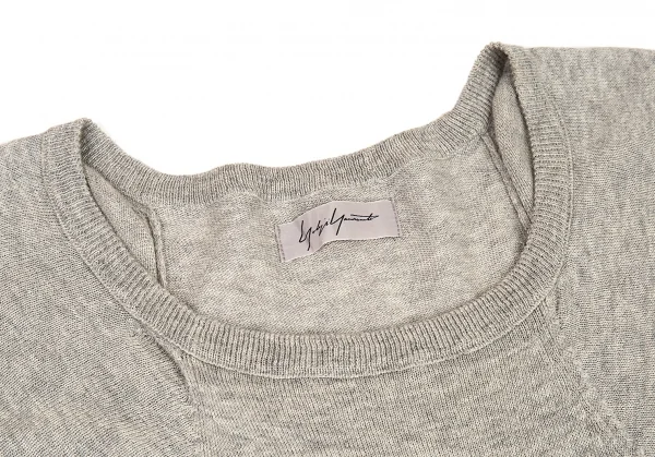 ヨウジヤマモト ファムYohji Yamamoto FEMME カシミヤ混コットンパフスリーブワンピース グレー2 K-88447_004