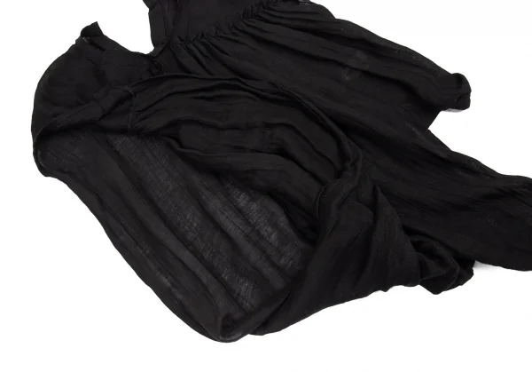 ヨウジヤマモト ファムYohji Yamamoto FEMME リネンキュプラデザインブラウス 黒1 K-88452_010