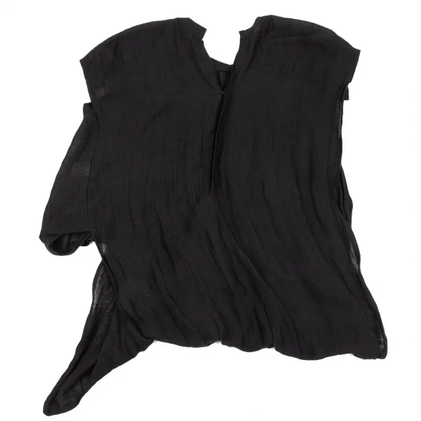 ヨウジヤマモト ファムYohji Yamamoto FEMME リネンキュプラデザインブラウス 黒1 K-88452_011