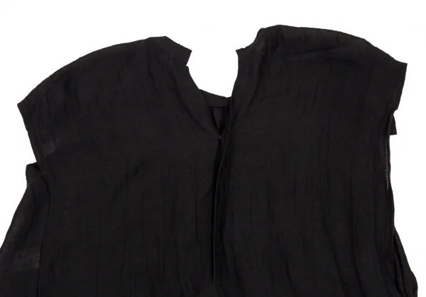 ヨウジヤマモト ファムYohji Yamamoto FEMME リネンキュプラデザインブラウス 黒1 K-88452_012