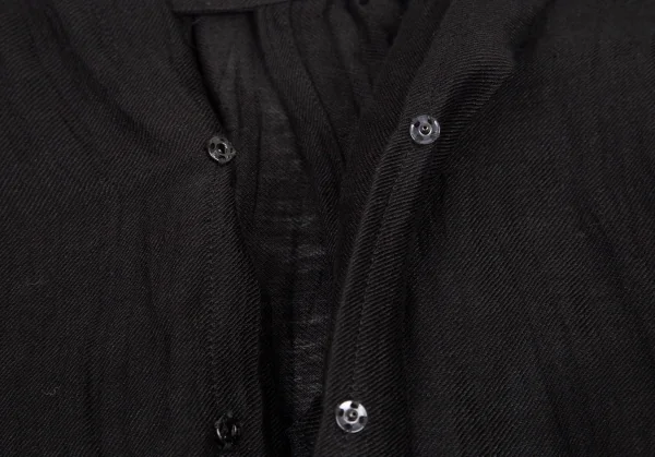 ヨウジヤマモト ファムYohji Yamamoto FEMME リネンキュプラデザインブラウス 黒1 K-88452_013