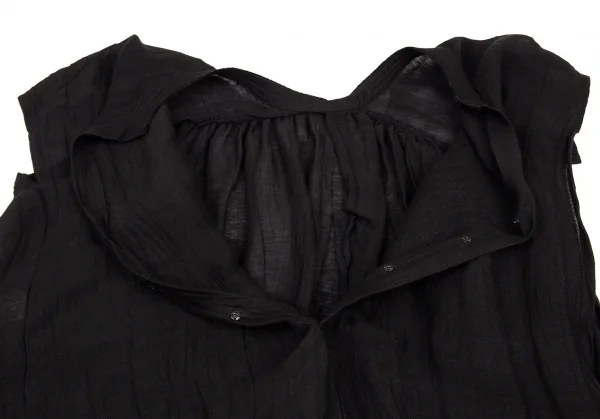 ヨウジヤマモト ファムYohji Yamamoto FEMME リネンキュプラデザインブラウス 黒1 K-88452_014