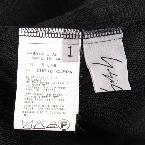 ヨウジヤマモト ファムYohji Yamamoto FEMME リネンキュプラデザインブラウス 黒1 K-88452_017