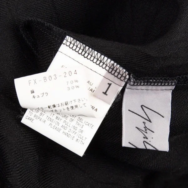 ヨウジヤマモト ファムYohji Yamamoto FEMME リネンキュプラデザインブラウス 黒1 K-88452_018