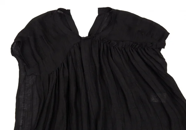 ヨウジヤマモト ファムYohji Yamamoto FEMME リネンキュプラデザインブラウス 黒1 K-88452_004