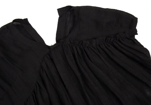 ヨウジヤマモト ファムYohji Yamamoto FEMME リネンキュプラデザインブラウス 黒1 K-88452_005