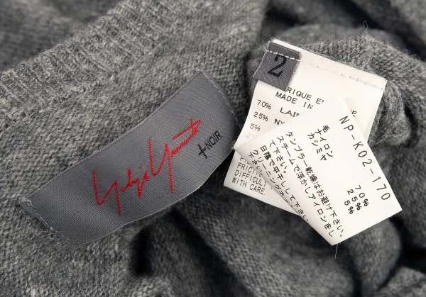 ヨウジヤマモト ファムYohji Yamamoto FEMME カシミヤ混ウールバックプリーツカーディガン グレー2 K-88456_016