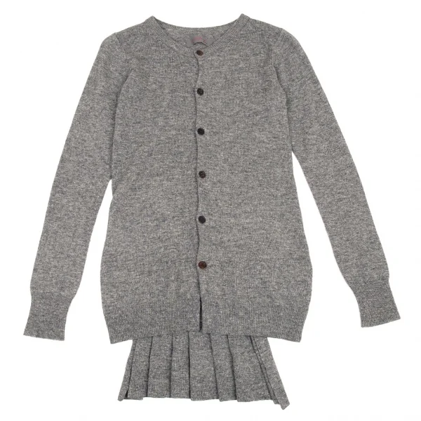 ヨウジヤマモト ファムYohji Yamamoto FEMME カシミヤ混ウールバックプリーツカーディガン グレー2 K-88456_002