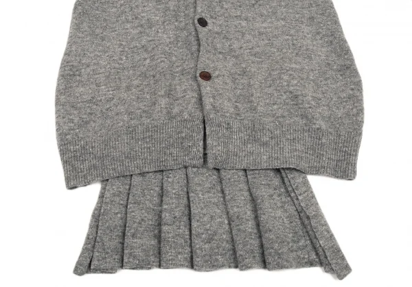 ヨウジヤマモト ファムYohji Yamamoto FEMME カシミヤ混ウールバックプリーツカーディガン グレー2 K-88456_006