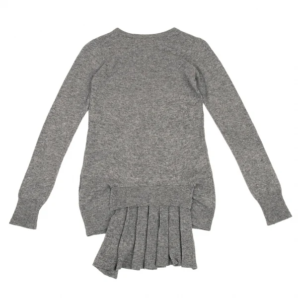 ヨウジヤマモト ファムYohji Yamamoto FEMME カシミヤ混ウールバックプリーツカーディガン グレー2 K-88456_009