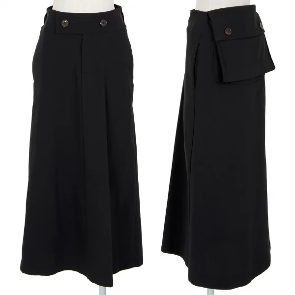 Y's Wool Nylon Stretch Pocket Skirt Black S-M K-88467_001