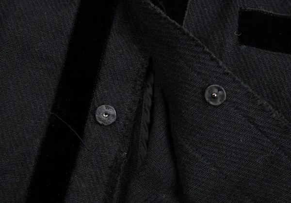 ヨウジヤマモト ノアールYohji Yamamoto NOIR ベロアテープ装飾シースルーコットンジャケット 黒1 K-88479_010