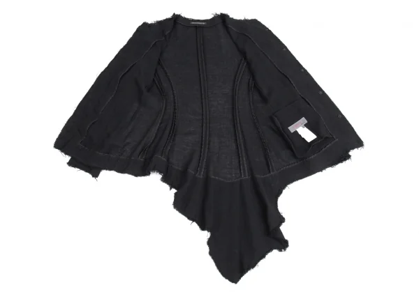 ヨウジヤマモト ノアールYohji Yamamoto NOIR ベロアテープ装飾シースルーコットンジャケット 黒1 K-88479_011