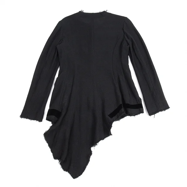 ヨウジヤマモト ノアールYohji Yamamoto NOIR ベロアテープ装飾シースルーコットンジャケット 黒1 K-88479_012