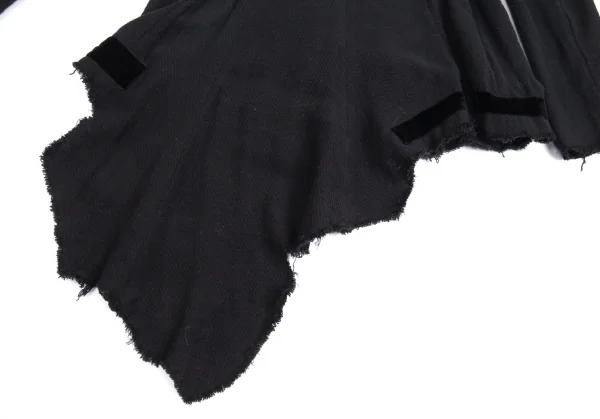 ヨウジヤマモト ノアールYohji Yamamoto NOIR ベロアテープ装飾シースルーコットンジャケット 黒1 K-88479_013