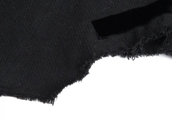 ヨウジヤマモト ノアールYohji Yamamoto NOIR ベロアテープ装飾シースルーコットンジャケット 黒1 K-88479_014