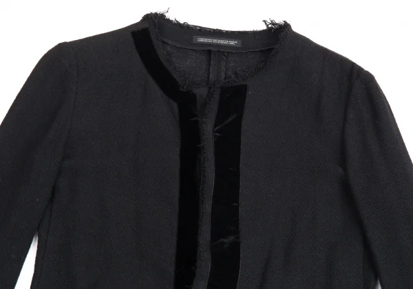 ヨウジヤマモト ノアールYohji Yamamoto NOIR ベロアテープ装飾シースルーコットンジャケット 黒1 K-88479_003