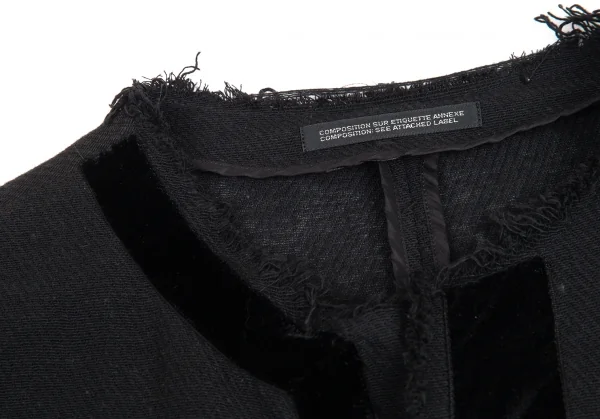 ヨウジヤマモト ノアールYohji Yamamoto NOIR ベロアテープ装飾シースルーコットンジャケット 黒1 K-88479_005