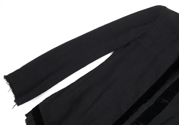 ヨウジヤマモト ノアールYohji Yamamoto NOIR ベロアテープ装飾シースルーコットンジャケット 黒1 K-88479_006