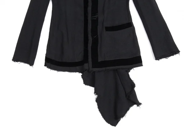 ヨウジヤマモト ノアールYohji Yamamoto NOIR ベロアテープ装飾シースルーコットンジャケット 黒1 K-88479_008
