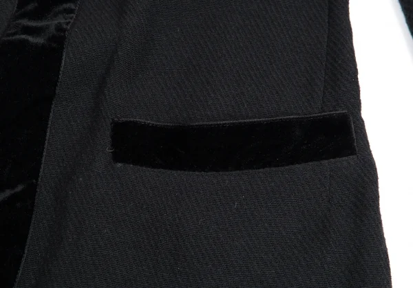 ヨウジヤマモト ノアールYohji Yamamoto NOIR ベロアテープ装飾シースルーコットンジャケット 黒1 K-88479_009