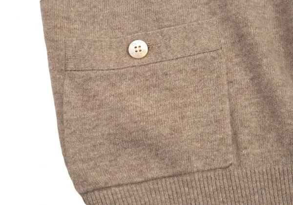 パパスPapas ワンポイントロゴ刺繍ニットカーディガン モカM K-88585_010