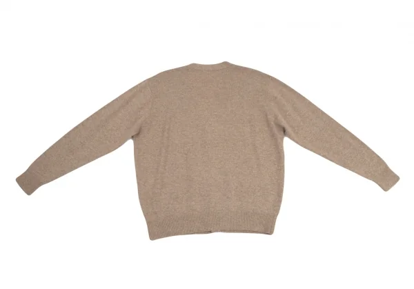 パパスPapas ワンポイントロゴ刺繍ニットカーディガン モカM K-88585_012