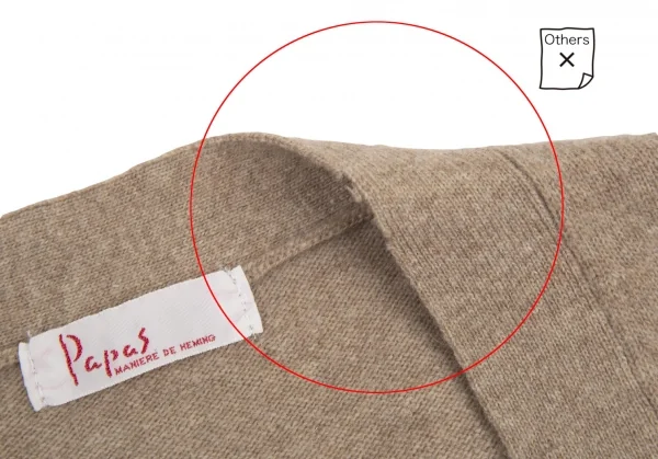 パパスPapas ワンポイントロゴ刺繍ニットカーディガン モカM K-88585_004