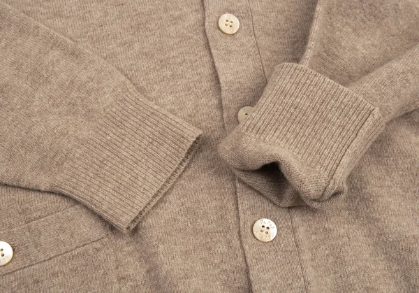 パパスPapas ワンポイントロゴ刺繍ニットカーディガン モカM K-88585_008