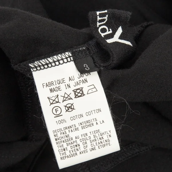 グラウンド ワイGround Y スナップスプリット大切込ビッグシルエットTシャツ 黒3 K-88601_016