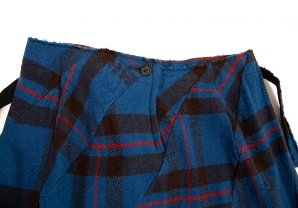 ズッカzucca フランネルチェックバイアスゴアードスカート 青S K-88628_010