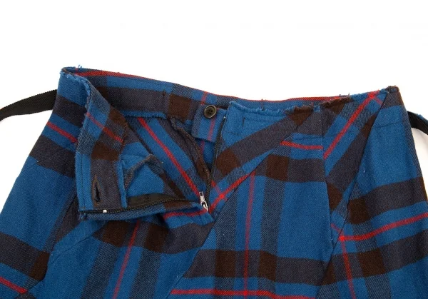ズッカzucca フランネルチェックバイアスゴアードスカート 青S K-88628_011