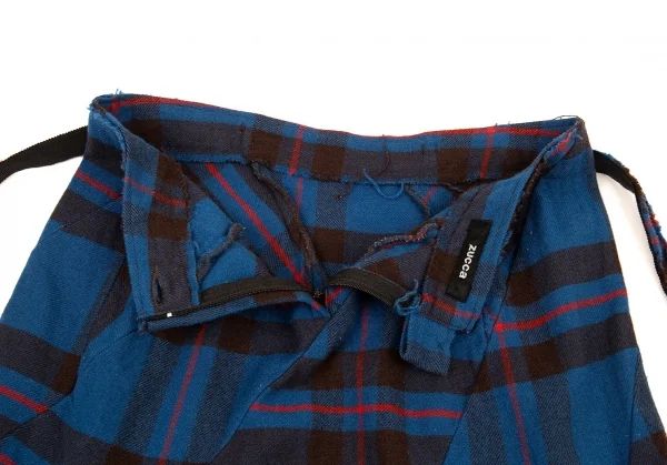 ズッカzucca フランネルチェックバイアスゴアードスカート 青S K-88628_012