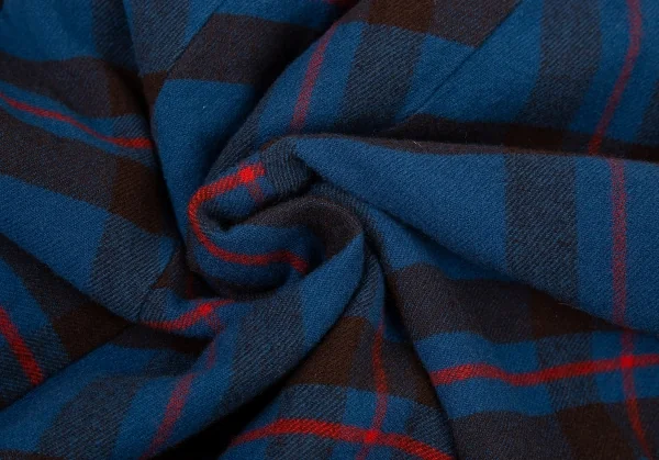 ズッカzucca フランネルチェックバイアスゴアードスカート 青S K-88628_013