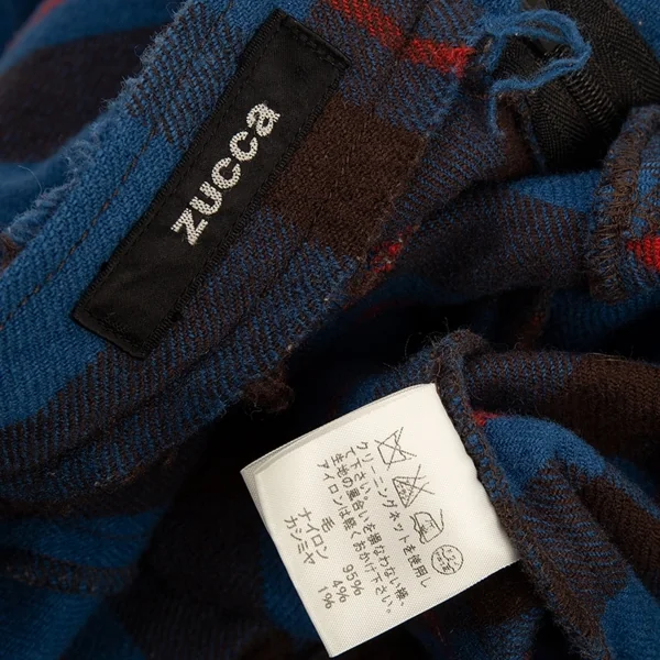 ズッカzucca フランネルチェックバイアスゴアードスカート 青S K-88628_015