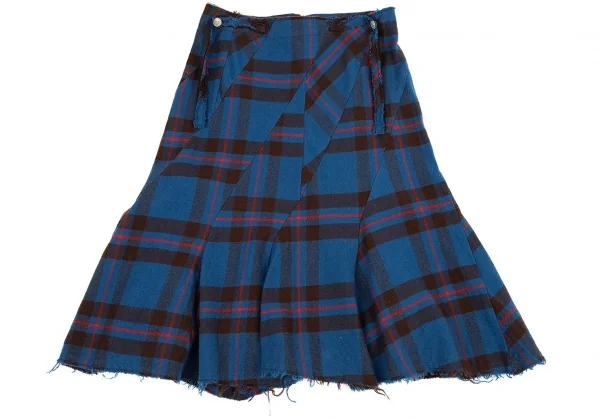 ズッカzucca フランネルチェックバイアスゴアードスカート 青S K-88628_002