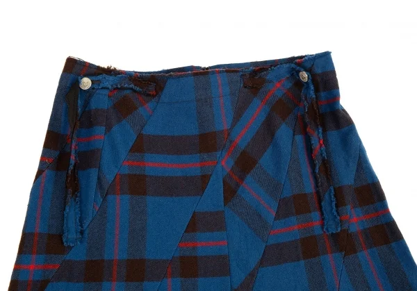 ズッカzucca フランネルチェックバイアスゴアードスカート 青S K-88628_003