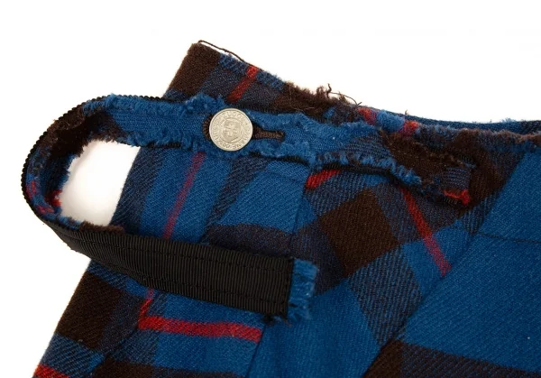 ズッカzucca フランネルチェックバイアスゴアードスカート 青S K-88628_004