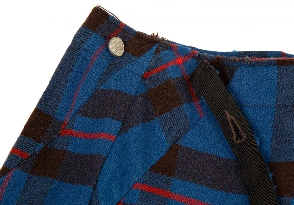 ズッカzucca フランネルチェックバイアスゴアードスカート 青S K-88628_005